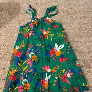 J. Crew Factory Green Floral Tiered Sundress